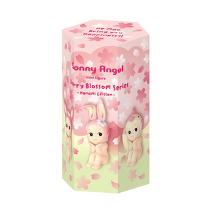 Sonny Angel Cherry Blossom Series Hanami Edition blind box packaging featuring cute mini figures and floral design.