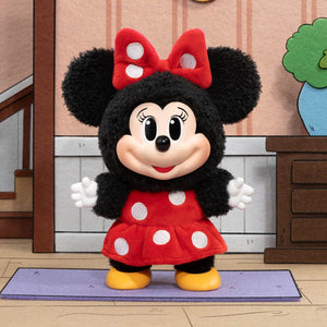 Minnie Mouse figure in red polka-dot dress and bow, part of the Mickey Family Cute Together Keychain Series.