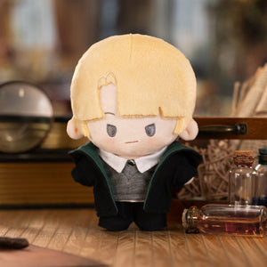 Harry Potter Magic Academy Cotton Doll of Draco Malfoy with blonde hair and Slytherin house uniform. Detailed collectible plush with accurate character features.