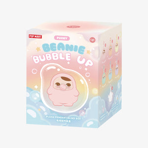 PUCKY BEANIE BUBBLE UP SERIES original packaging blind box with colorful design and product images. Collectible designer toy in sealed retail packaging.