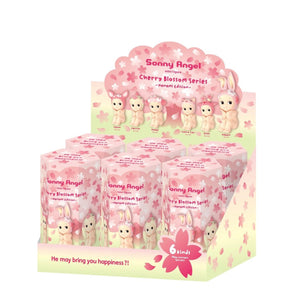 Display box of SONNY ANGEL Cherry Blossom Series: Hanami Edition featuring 6 collectible figures with cute designs.