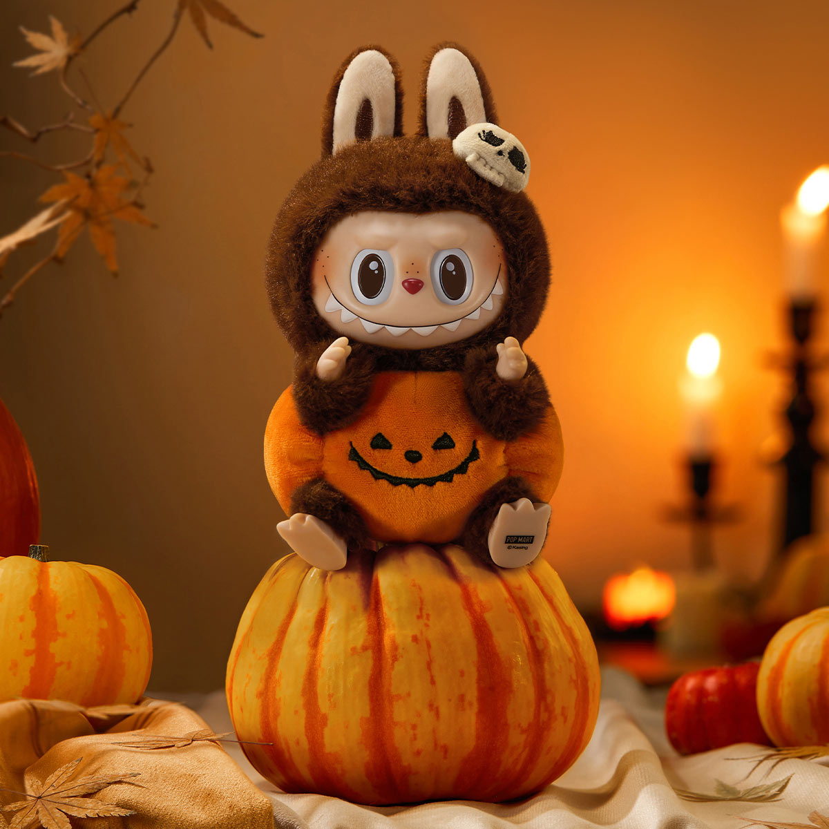 THE MONSTERS LABUBU Happy Halloween Party Series-Sitting Pumpkin Vinyl Plush Pendant