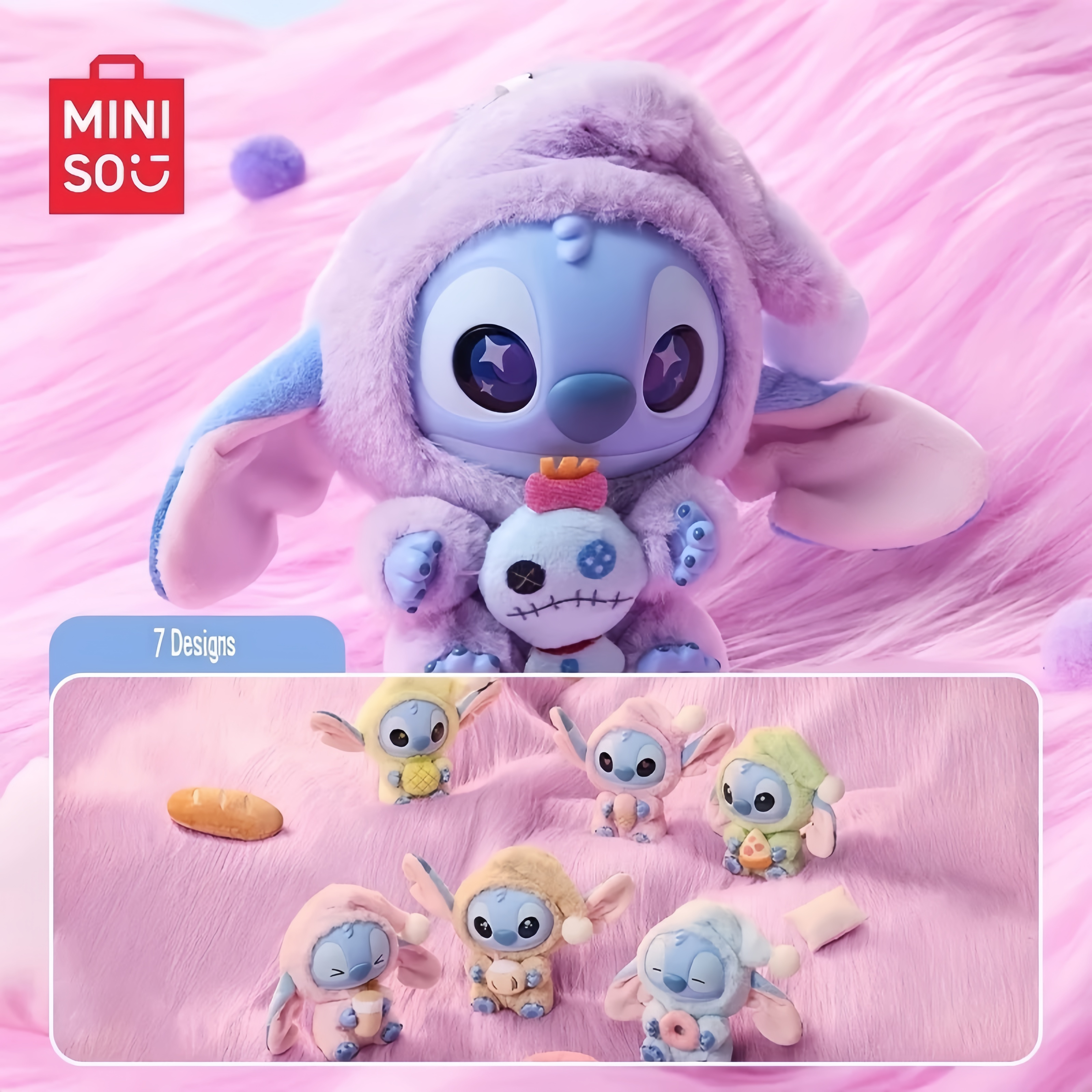 MINISO Disney Stitch Eat Something Before Sleep Series-Vinyl Plush Pendant Blind Box