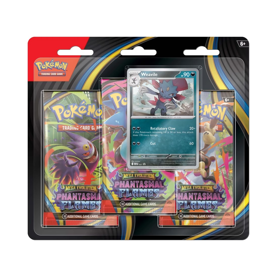 Pokemon Trading Card Game: Mega Evolution - Phantasmal Flames Three-Booster Blister - Assorted